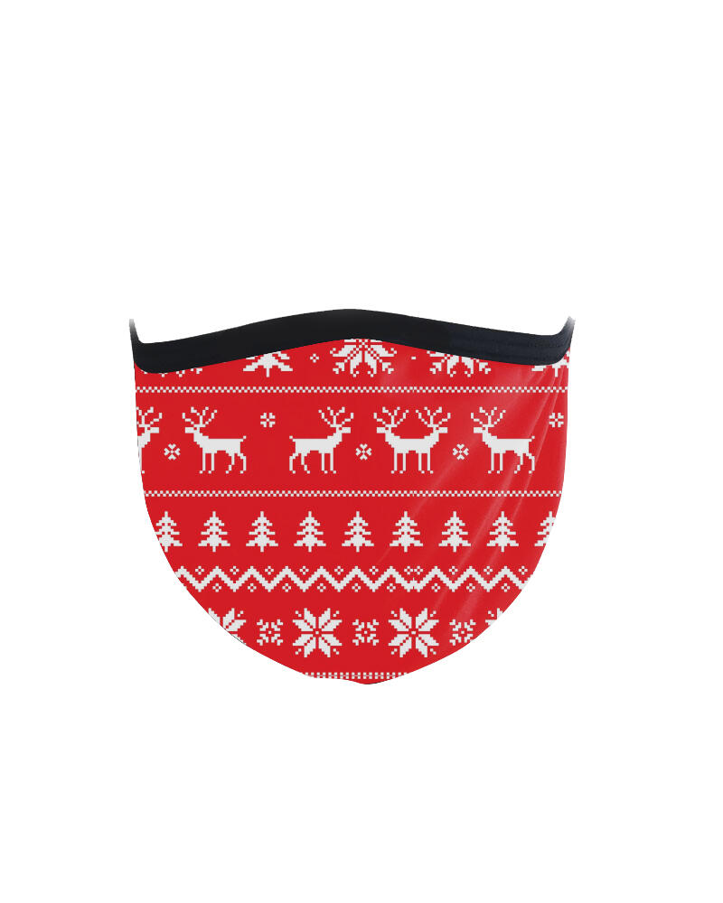 2 Mascherine stampata Renna Christmas Edition lavabile ad uso civile