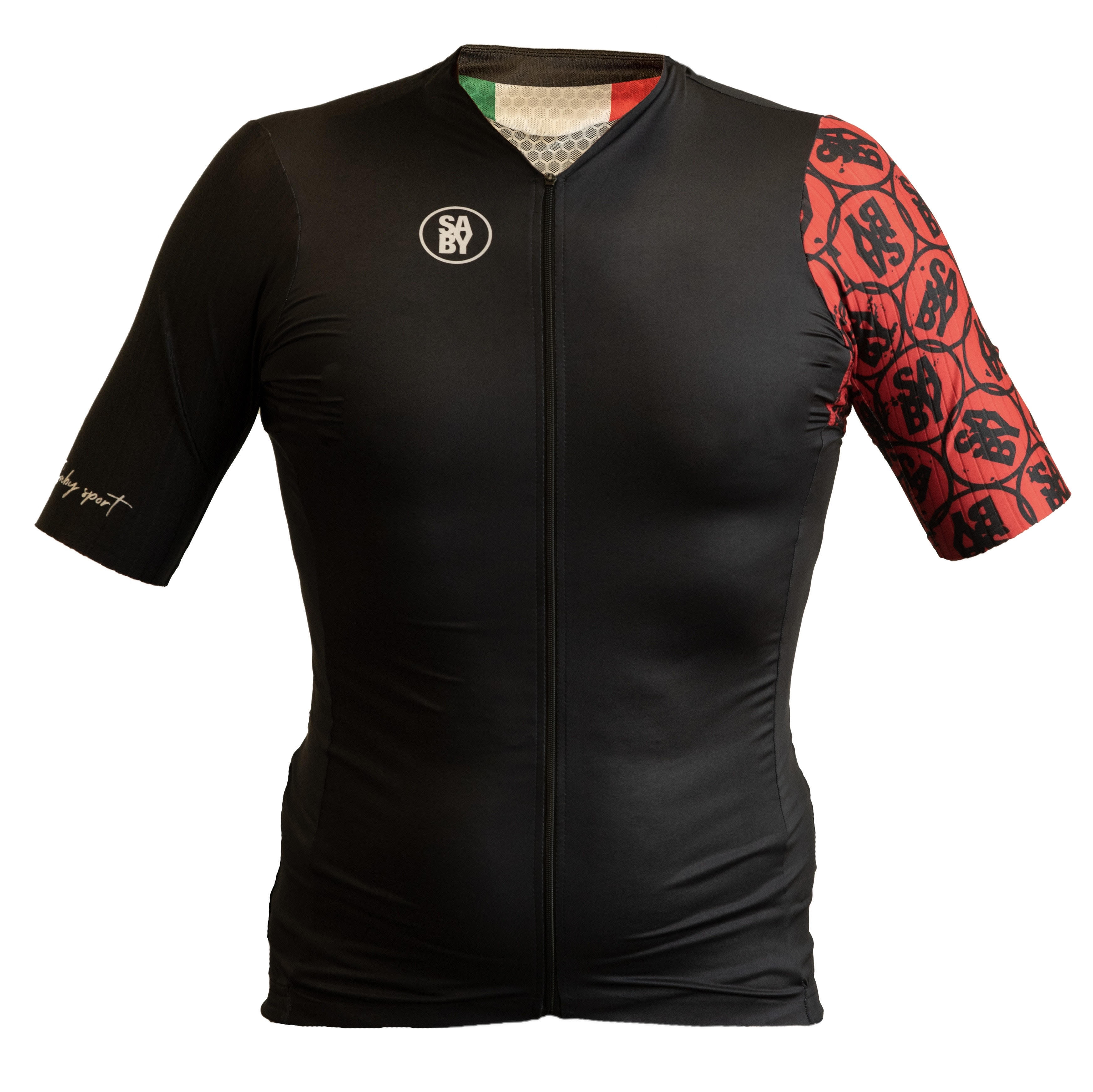 Maglia manica corta Top Nero-Rosso